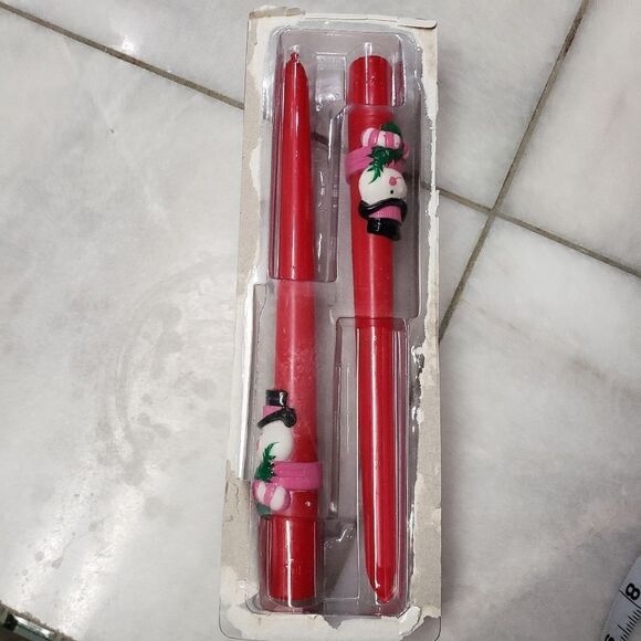 Vintage Avon Set of 2 Dapper Snowman 10" Bayberry Tapers, CHRISTMAS Unlit w/ Box - Picture 11 of 11